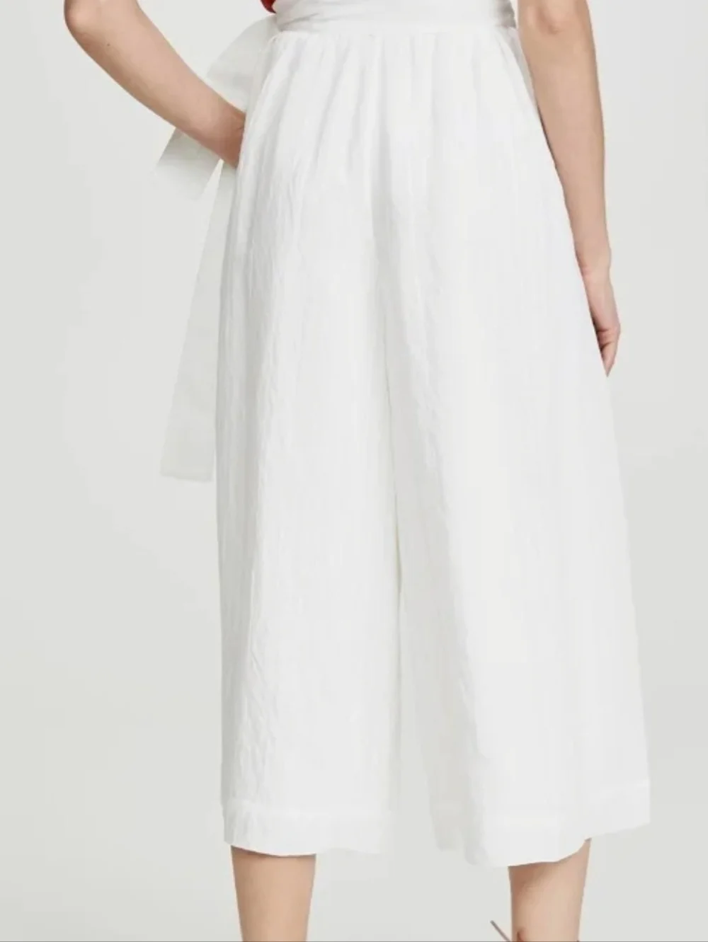 Vince Side Tie White Culotte Pants Size 6 White Leg Crop White Breezy
